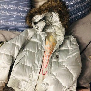 GAP silver fur-lined coat